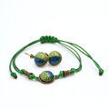 komplet biżuterii bransoletka sznurkowa kolczyki żywica zielona