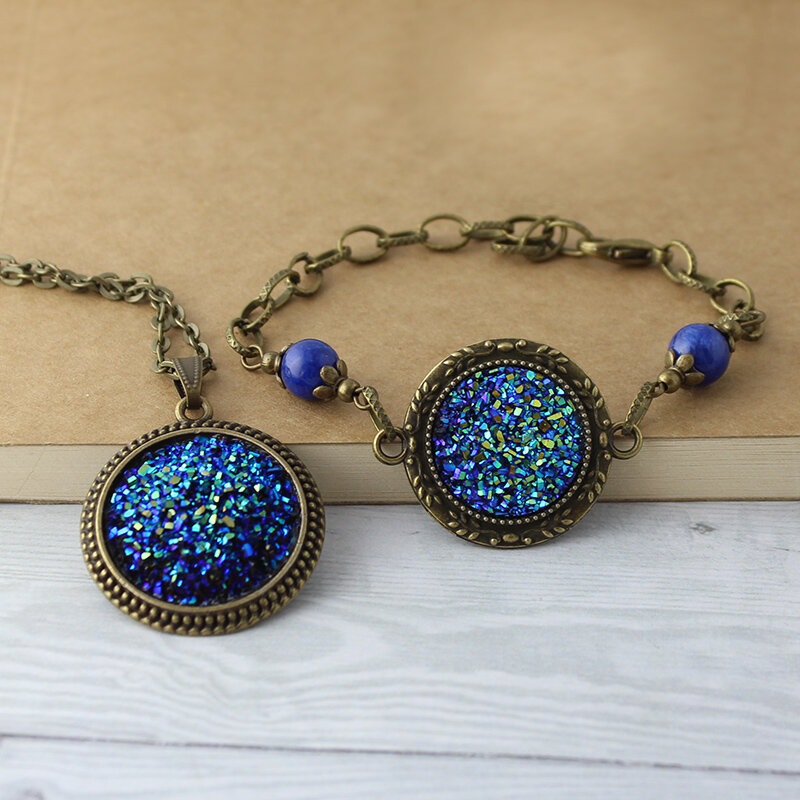 Bransoletka Niebieskie Druzy i Lapis Lazuli Bransoletka Niebieskie Druzy i Lapis Lazuli
