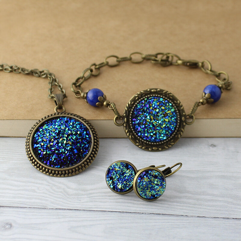 Bransoletka Niebieskie Druzy i Lapis Lazuli Bransoletka Niebieskie Druzy i Lapis Lazuli