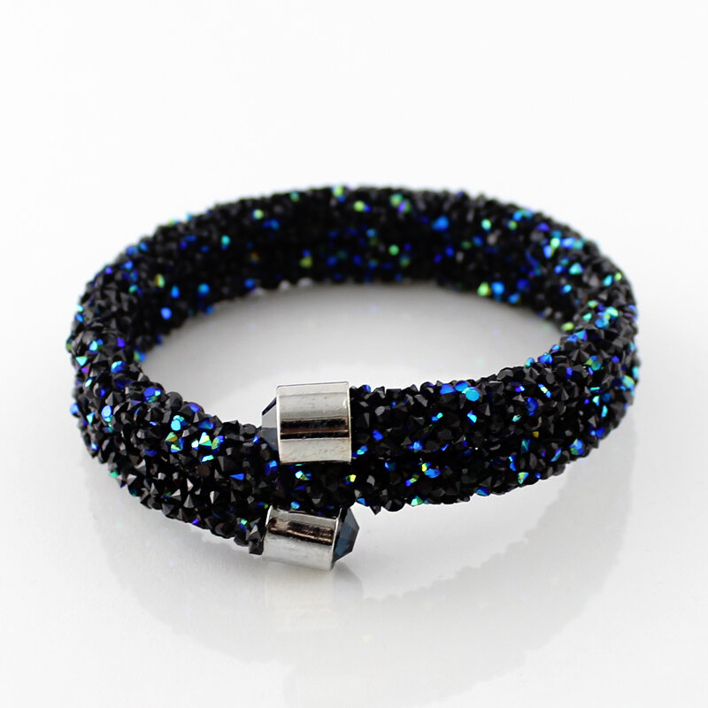 Bransoletka Starry z kryształków sztywna bez zapięcia, owijana, niebieska Bransoletka Starry z kryształków sztywna bez zapięcia, owijana, niebieska