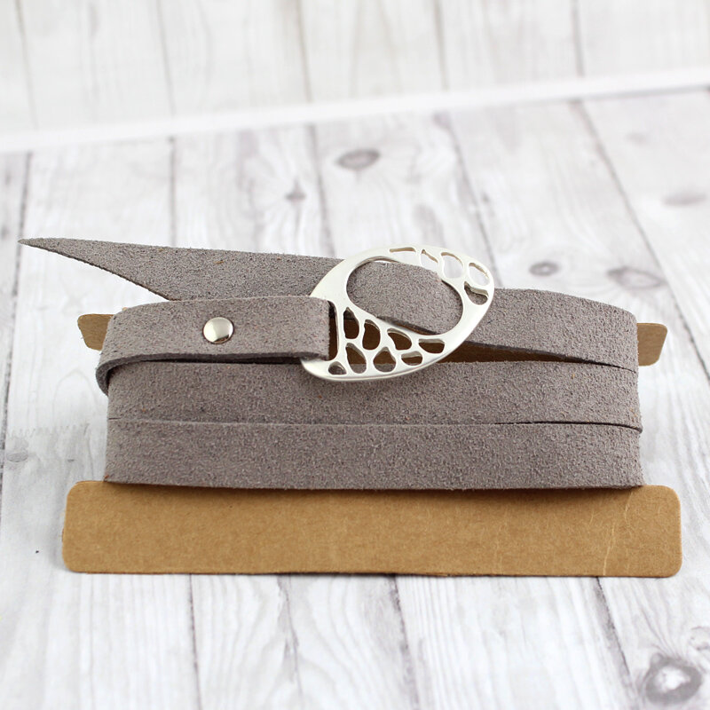 Bransoletka zamszowa minimalistyczna szara