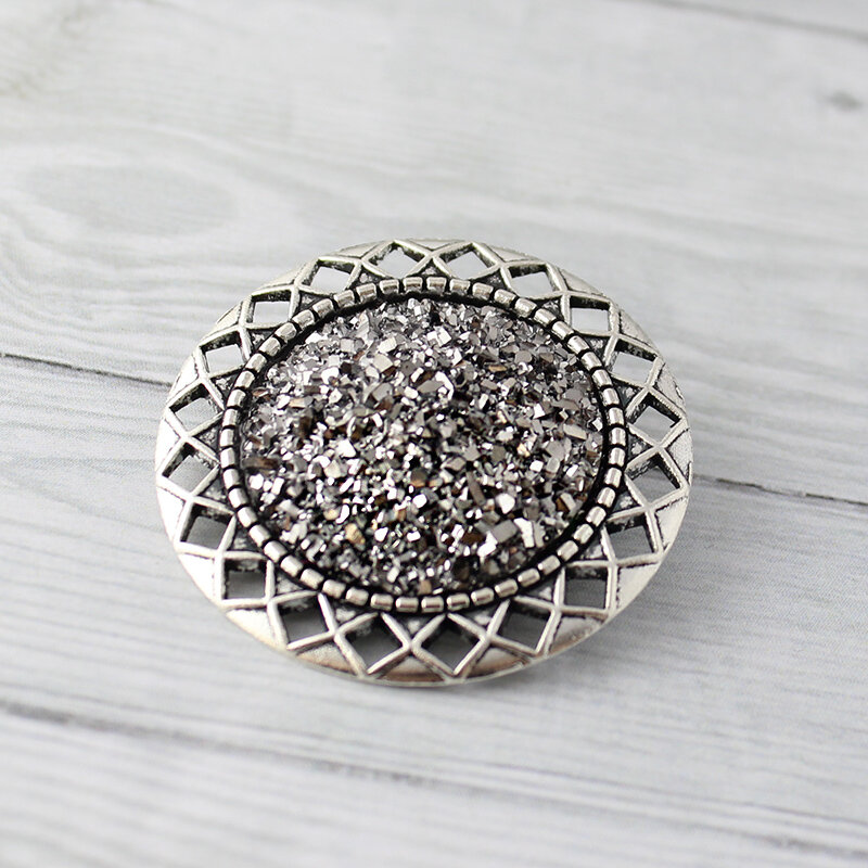 Broszka grafitowe druzy Meteorite Broszka grafitowe druzy Meteorite