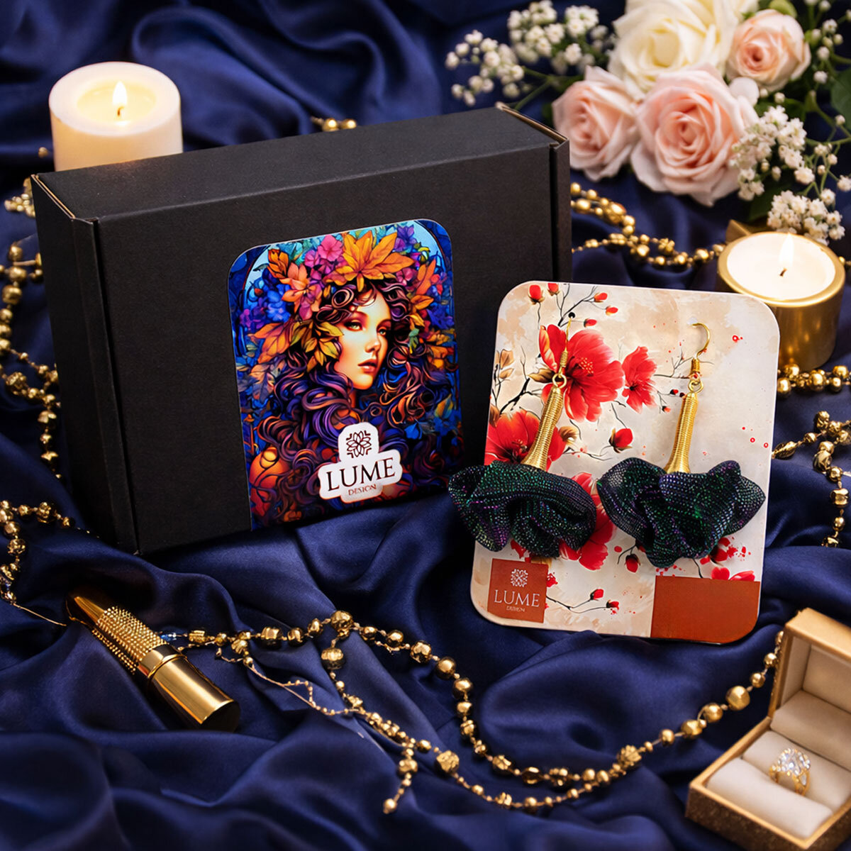 Magiczne kolczyki kwiaty Lume Design stylizacja fantasy fairycore