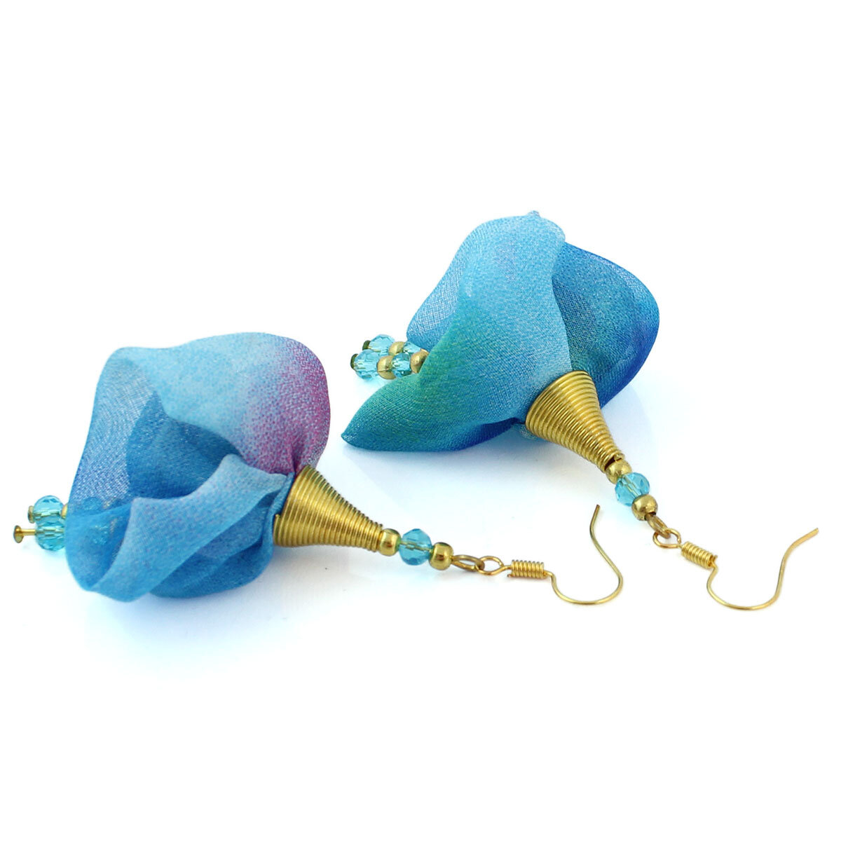 Kolczyki Kwiaty Niebieskie Multikolor Kryształki – Lume Design