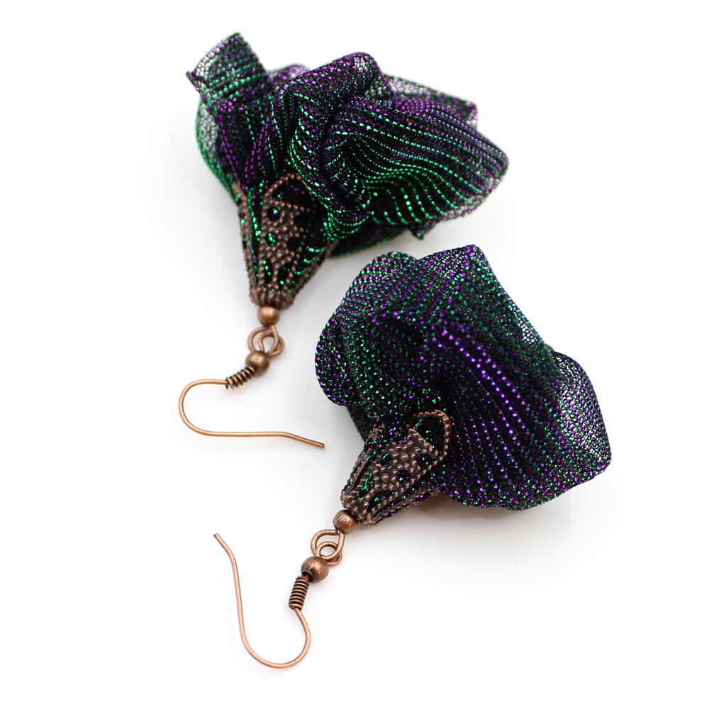 Ażurowe mieniące kolczyki Silk miedź boho Ażurowe mieniące kolczyki Silk miedź boho