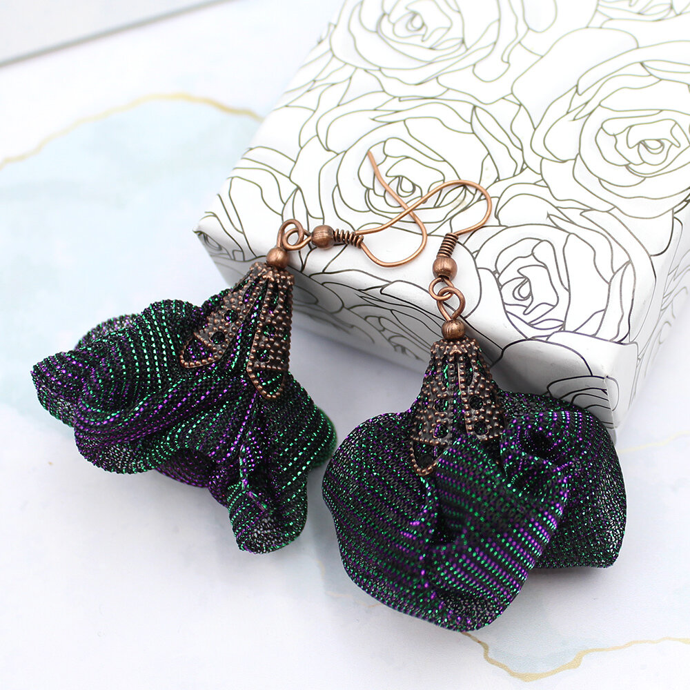 Ażurowe mieniące kolczyki Silk miedź boho Ażurowe mieniące kolczyki Silk miedź boho