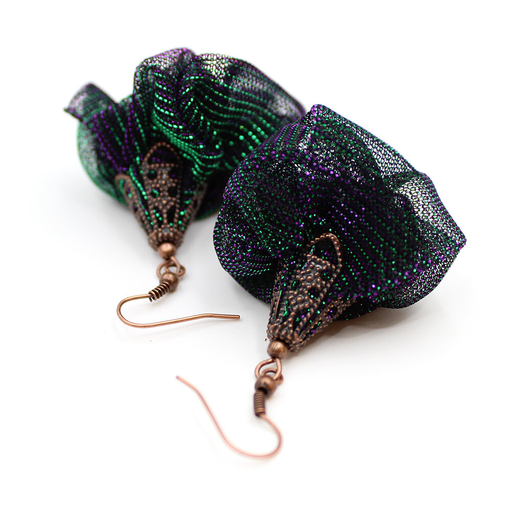 Ażurowe mieniące kolczyki Silk miedź boho Ażurowe mieniące kolczyki Silk miedź boho