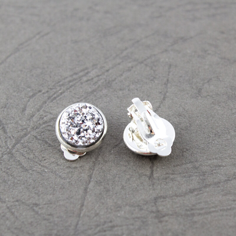 Klipsy Druzy Srebrne Klipsy Druzy Srebrne