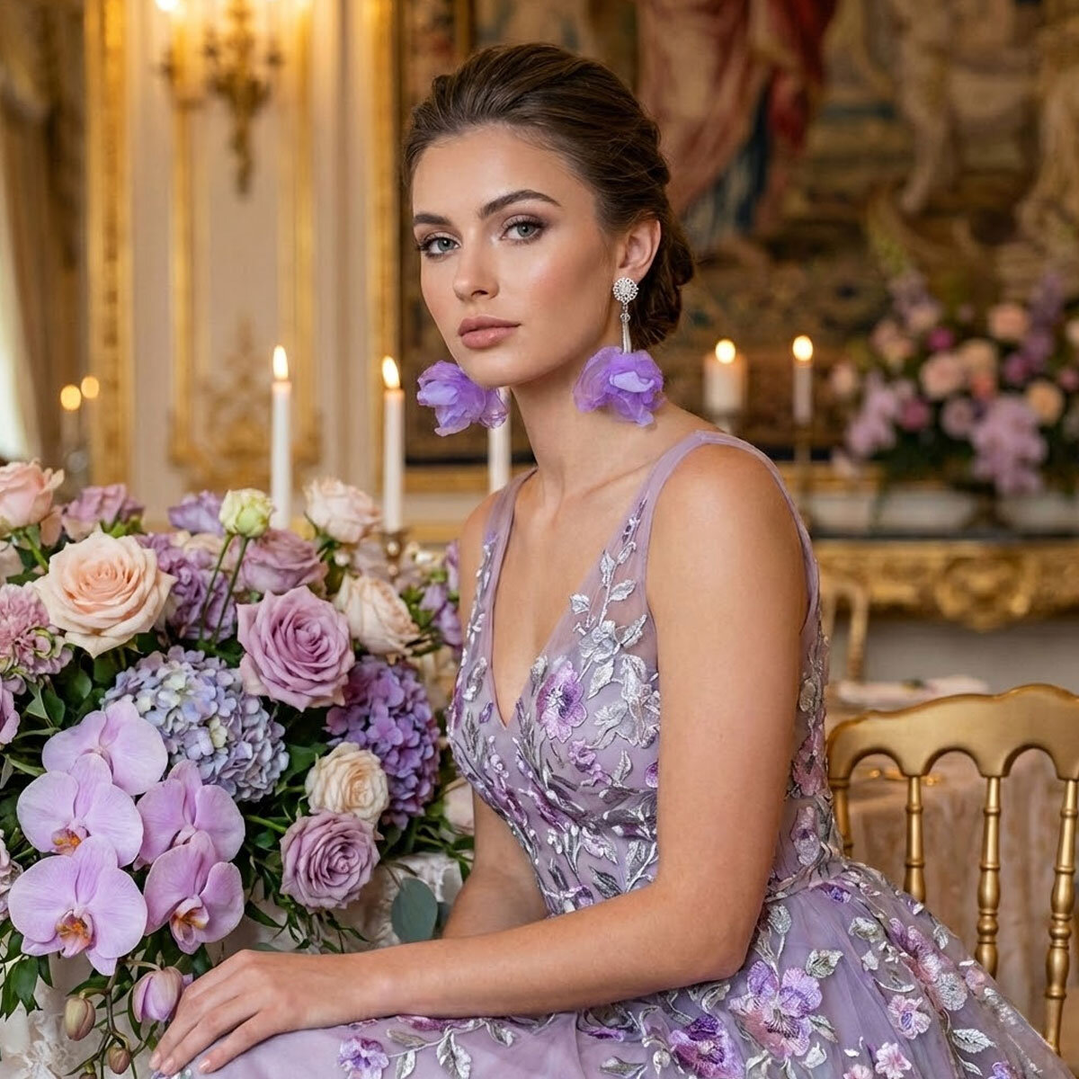 Kolczyki z tkaniny lawendowe lekkie mieniące handmade oksydowane materiałowe kwiaty