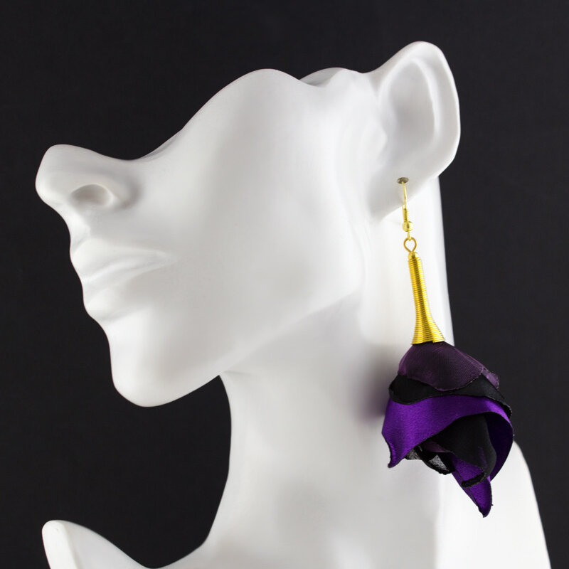 Kolczyki Silk Duże Fioletowe Złote Kolczyki Silk Duże Fioletowe Złote