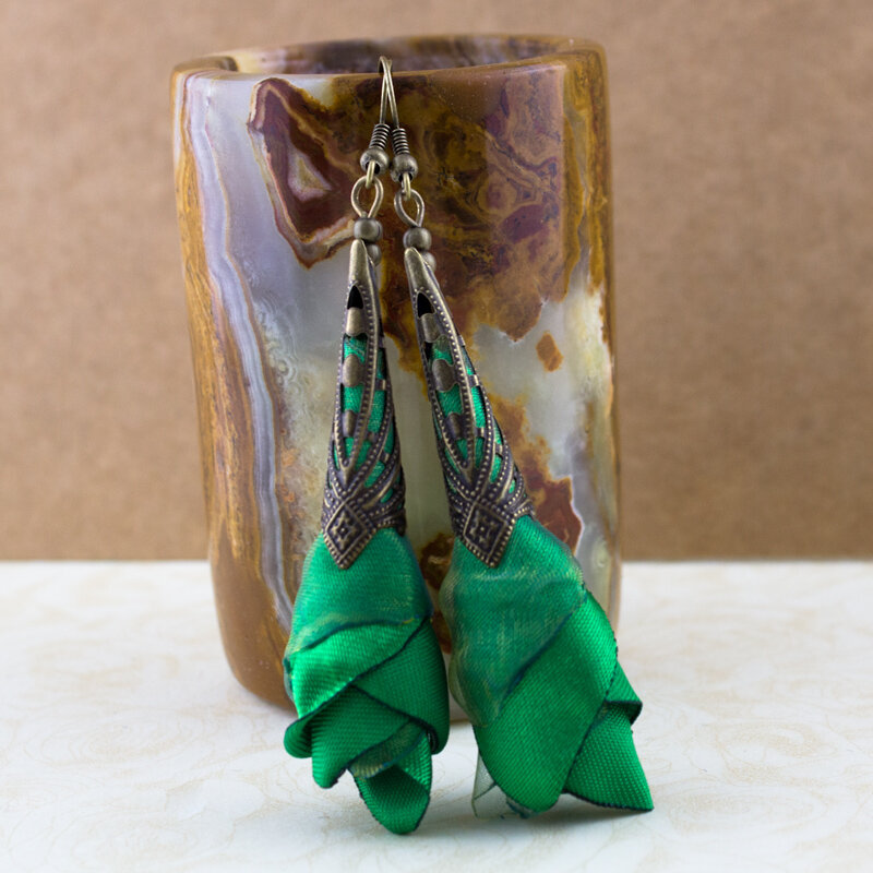 Kolczyki Silk Zielone Ażurowe Boho Kolczyki Silk Zielone Ażurowe Boho
