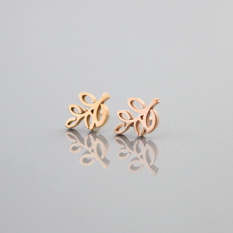 Kolczyki Wkrętki Listki Rose Gold - Stal Kolczyki Wkrętki Listki Rose Gold - Stal