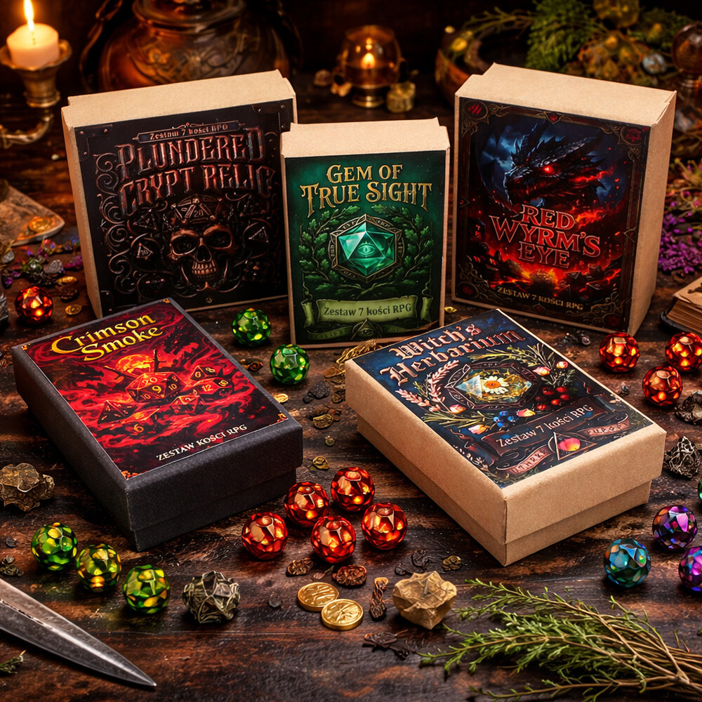 Metalowe ażurowe kości RPG z motywem smoków w kolorze oksydowanej miedzi | Kości Metalowe Dragon's Breath Hollow Lume Design