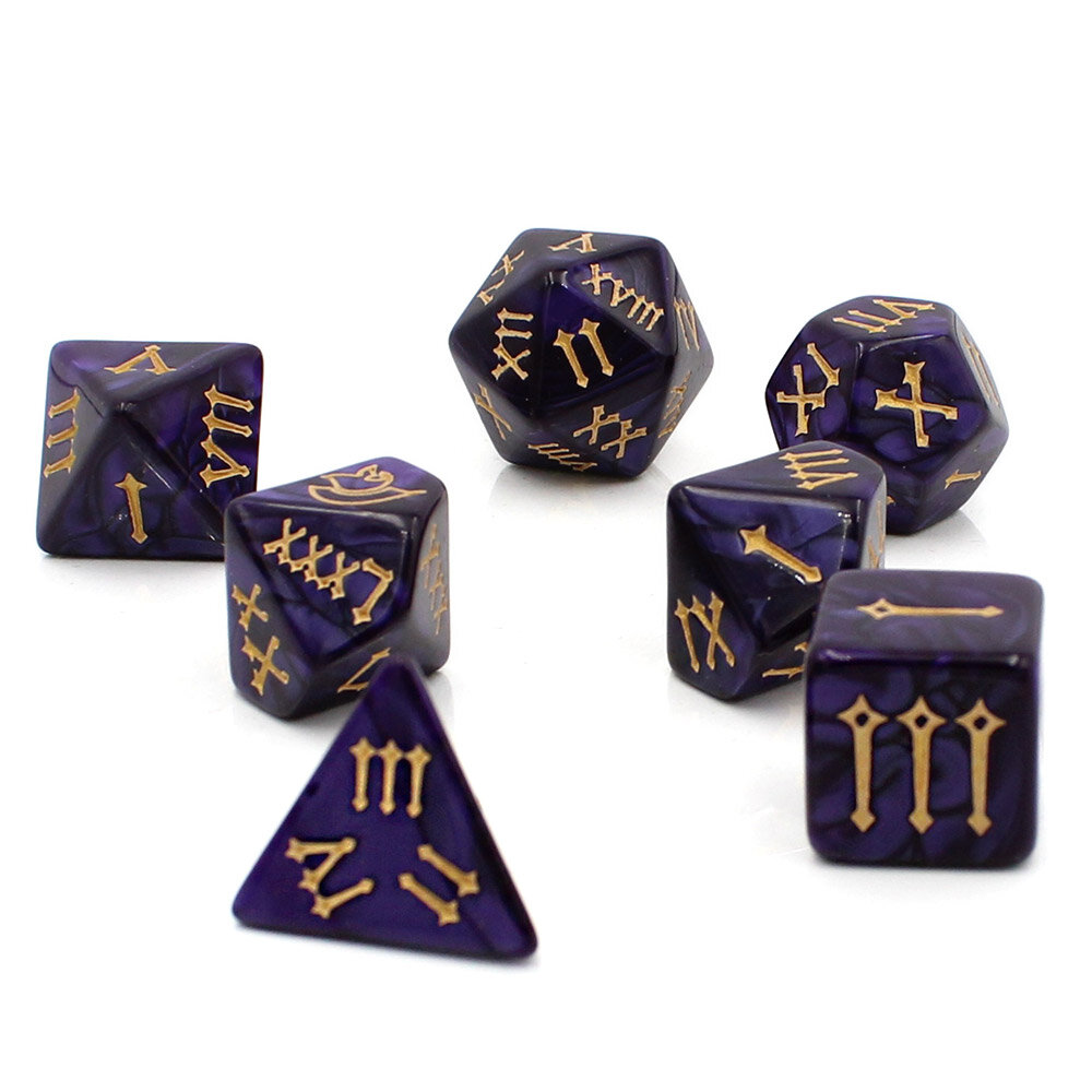 Kości fioletowe z rzymskimi cyframi komplet Zestaw kości RPG Roman Empire z cyframi rzymskimi fioletowe