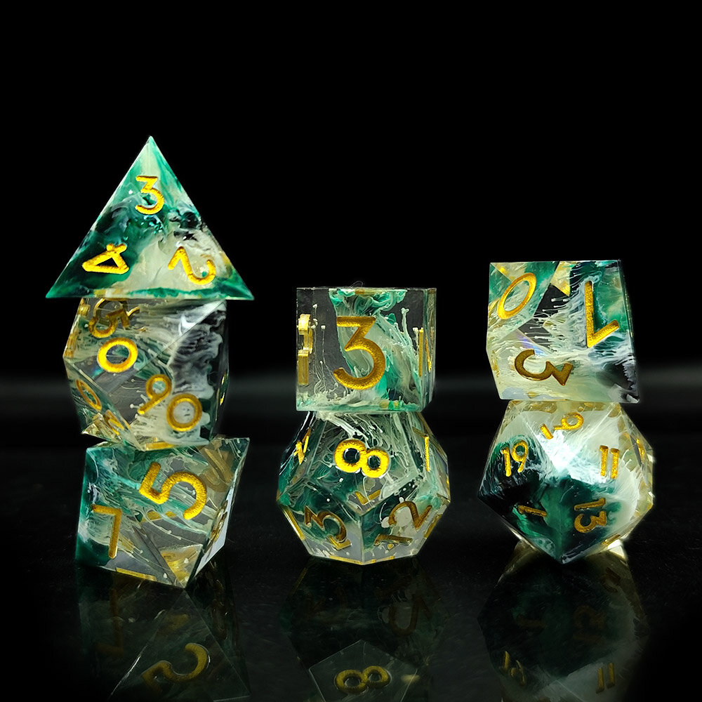 Zestaw kości RPG Sharp Edge Phantom Green z żywicy