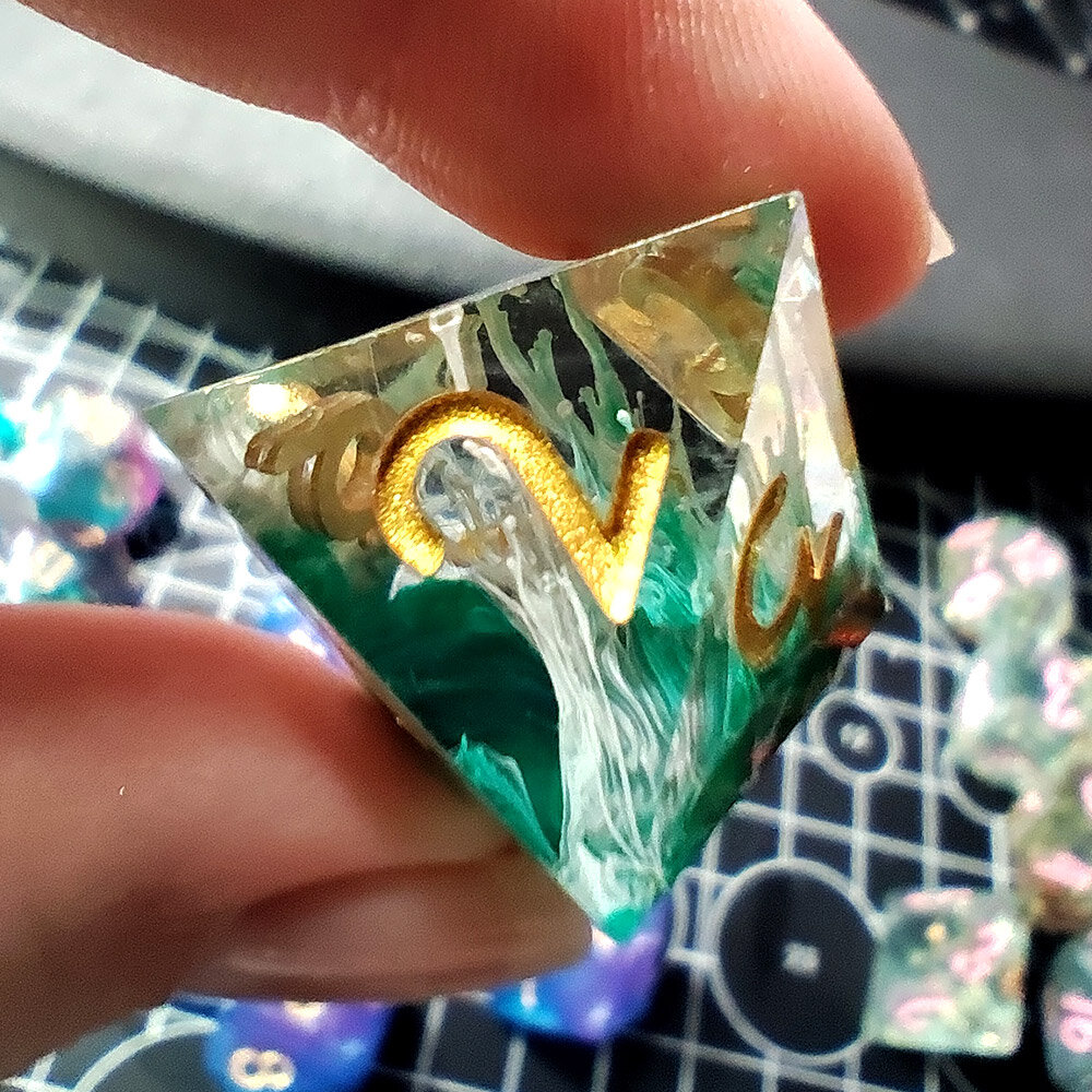 Zestaw kości RPG Sharp Edge Phantom Green z żywicy