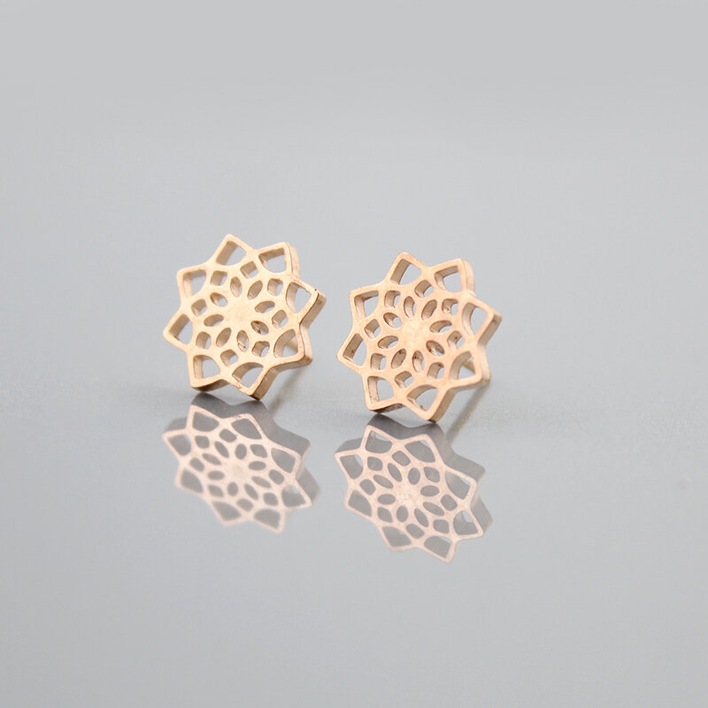 Kolczyki Wkrętki Mandala Kwiat Rose Gold - Stal Kolczyki Wkrętki Mandala Kwiat Rose Gold - Stal