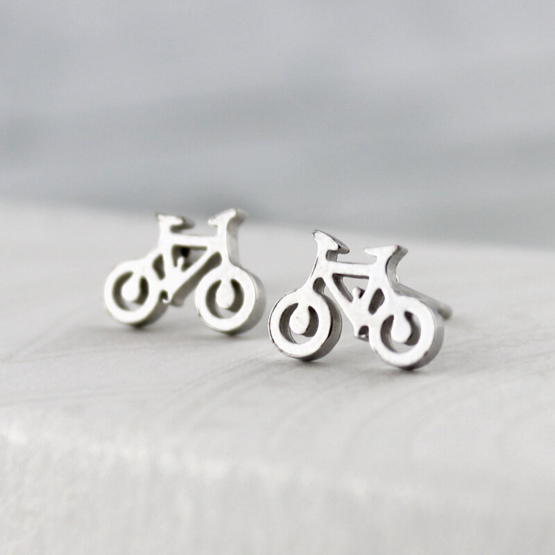 Mini kolczyki wkrętki - rowerki - stal Mini kolczyki wkrętki - rowerki - stal