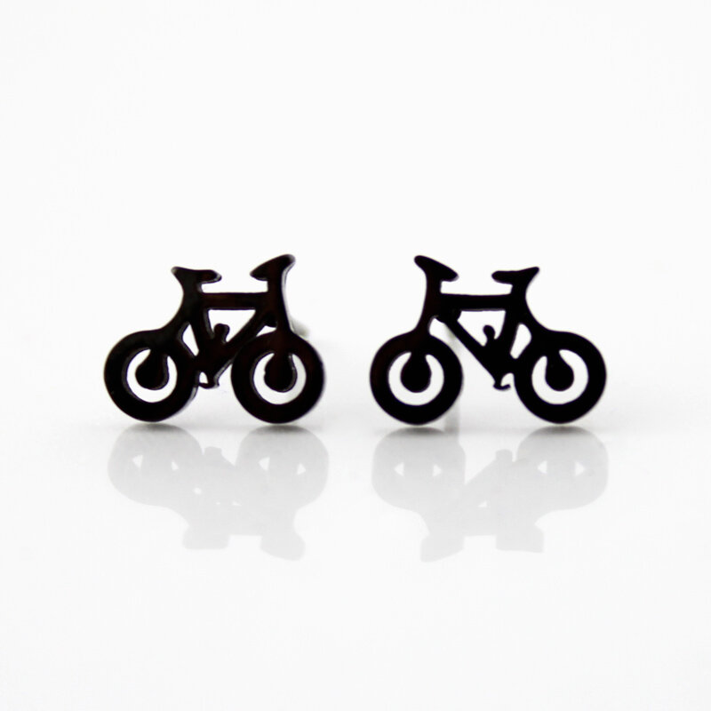 Mini kolczyki wkrętki - rowerki - stal - czarne Mini kolczyki wkrętki - rowerki - stal - czarne