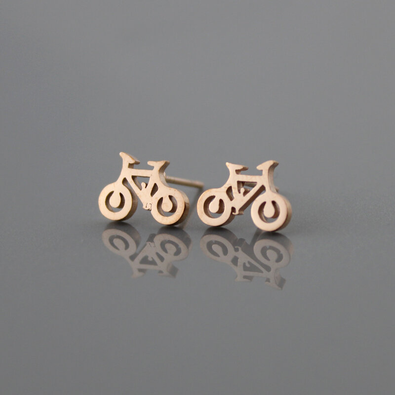 Mini kolczyki wkrętki - rowerki - stal - Rose Gold Mini kolczyki wkrętki - rowerki - stal - Rose Gold