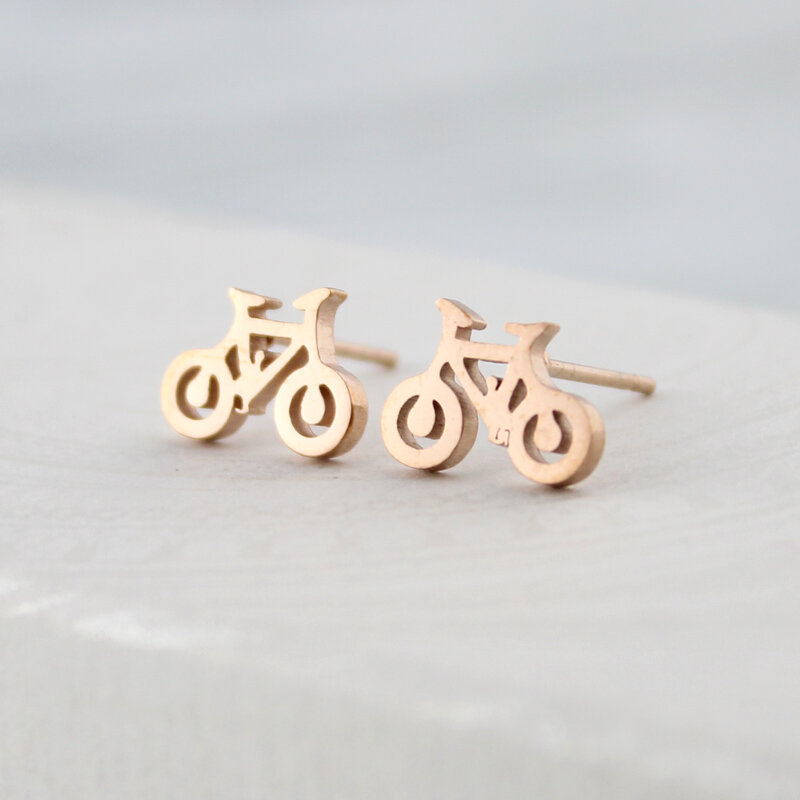 Mini kolczyki wkrętki - rowerki - stal - Rose Gold Mini kolczyki wkrętki - rowerki - stal - Rose Gold