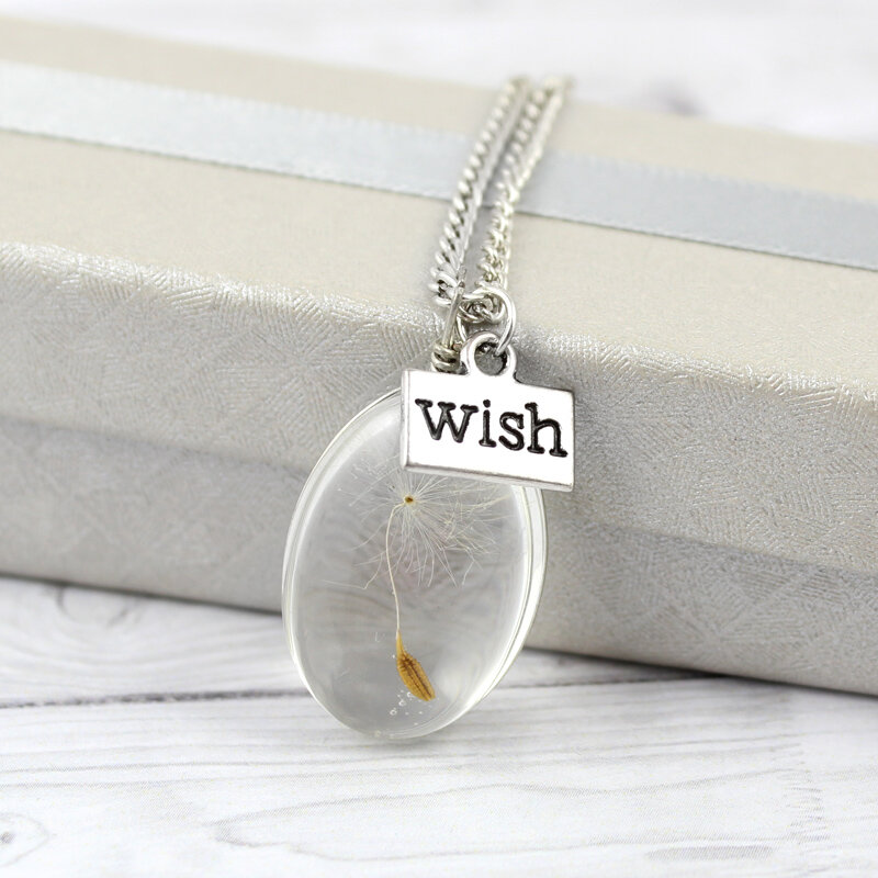 Naszyjnik z Dmuchawcem w Szkle - Owal