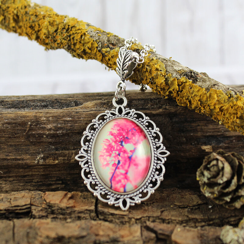 Szklany medalion Sakura Kwiaty Szklany medalion Sakura Kwiaty