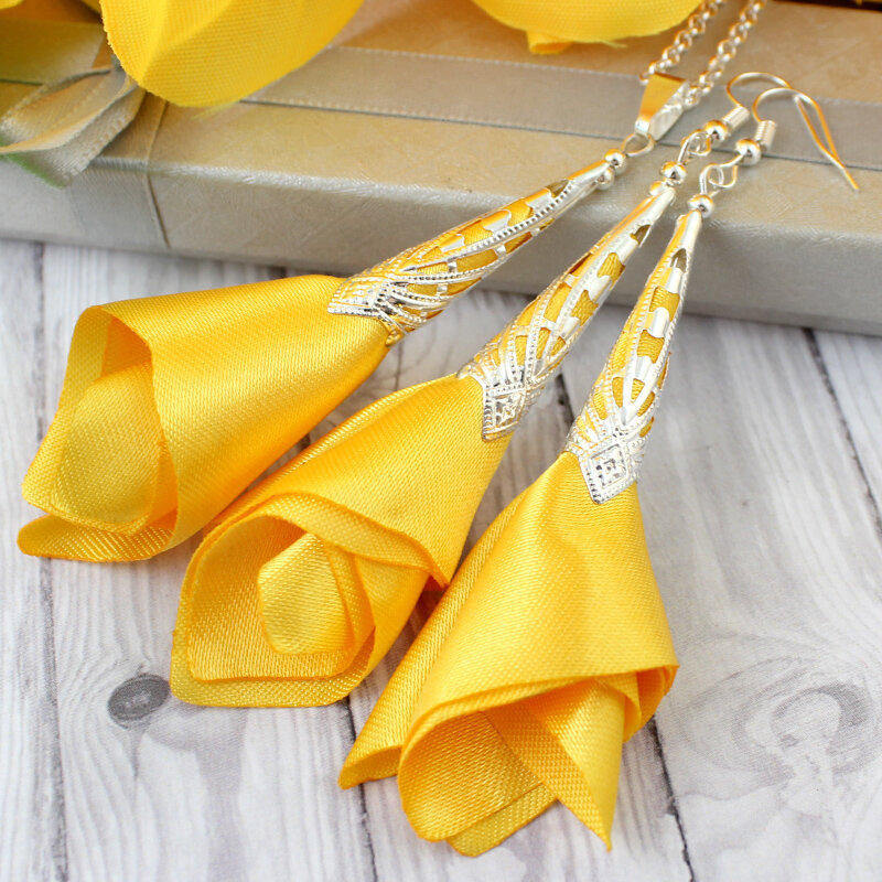 Wisiorek Silk Ażurowy Długi Żółty Wisiorek Silk Ażurowy Długi Żółty