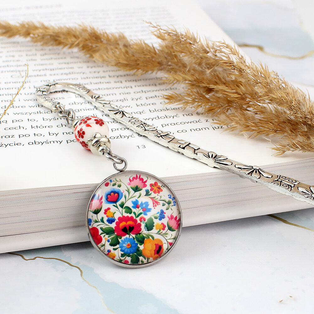 Zakładka do książki Ludowe Kwiaty Folk Prezent Nauczyciela