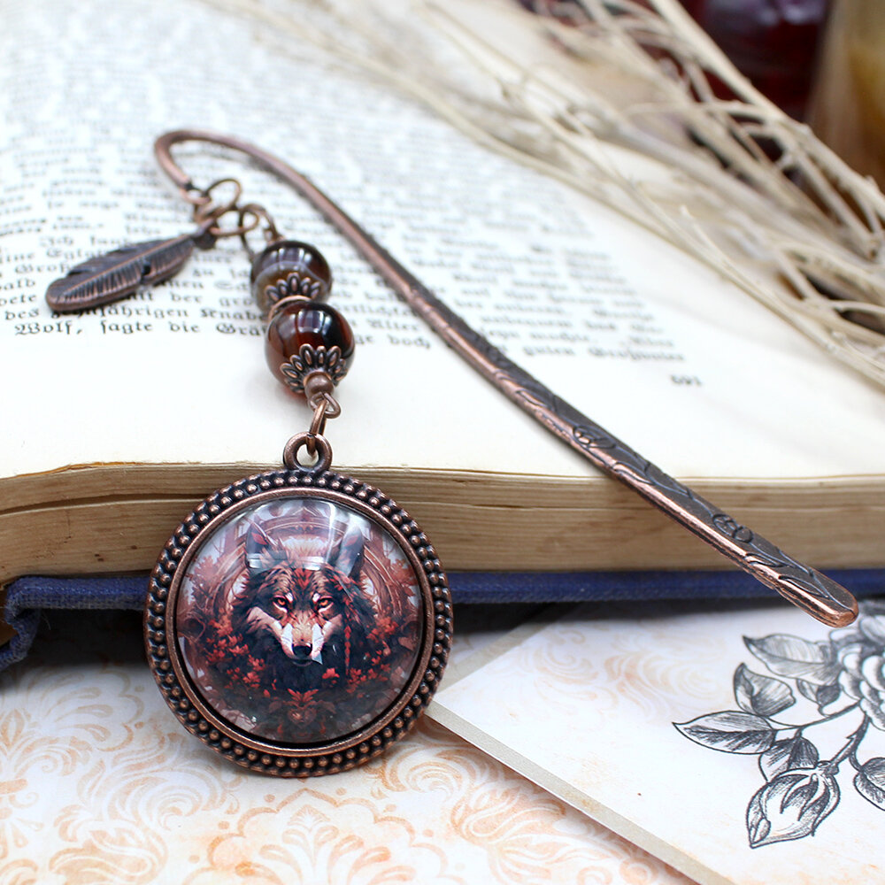 Zakładka do książki wilk wolf shaman boho bohemian agat Zakładka do książki wilk wolf shaman boho bohemian agat