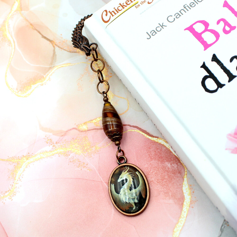 Zakładka do książki fantasy smok magia miedź Zakładka do książki fantasy smok magia miedź