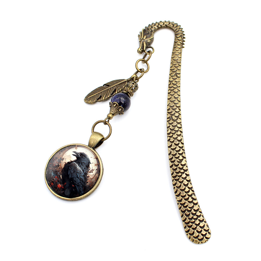 Zakładka do książki bookmark kruk raven noc kairu smok vintage Zakładka do książki bookmark kruk raven noc kairu smok vintage