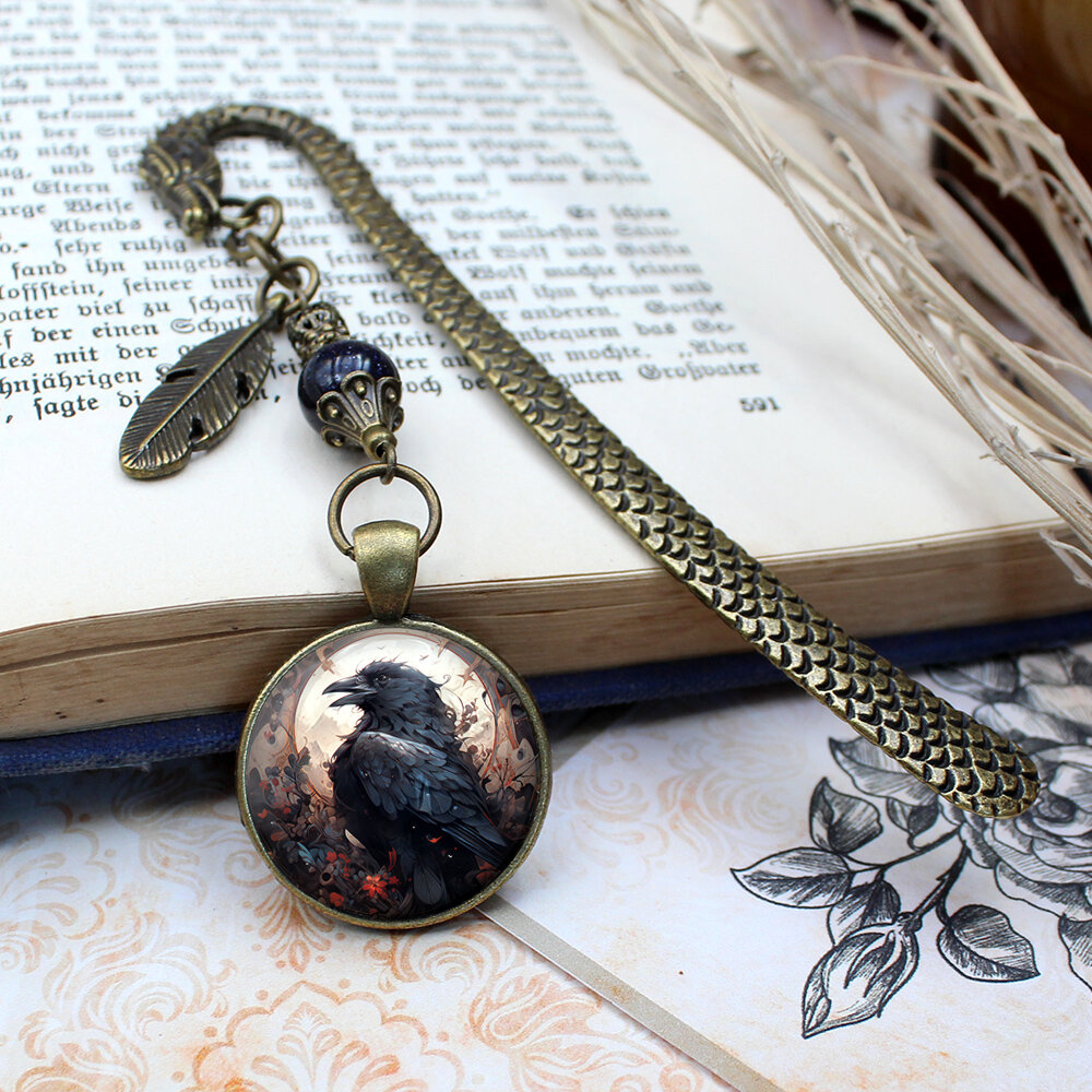 Zakładka do książki bookmark kruk raven noc kairu smok vintage Zakładka do książki bookmark kruk raven noc kairu smok vintage