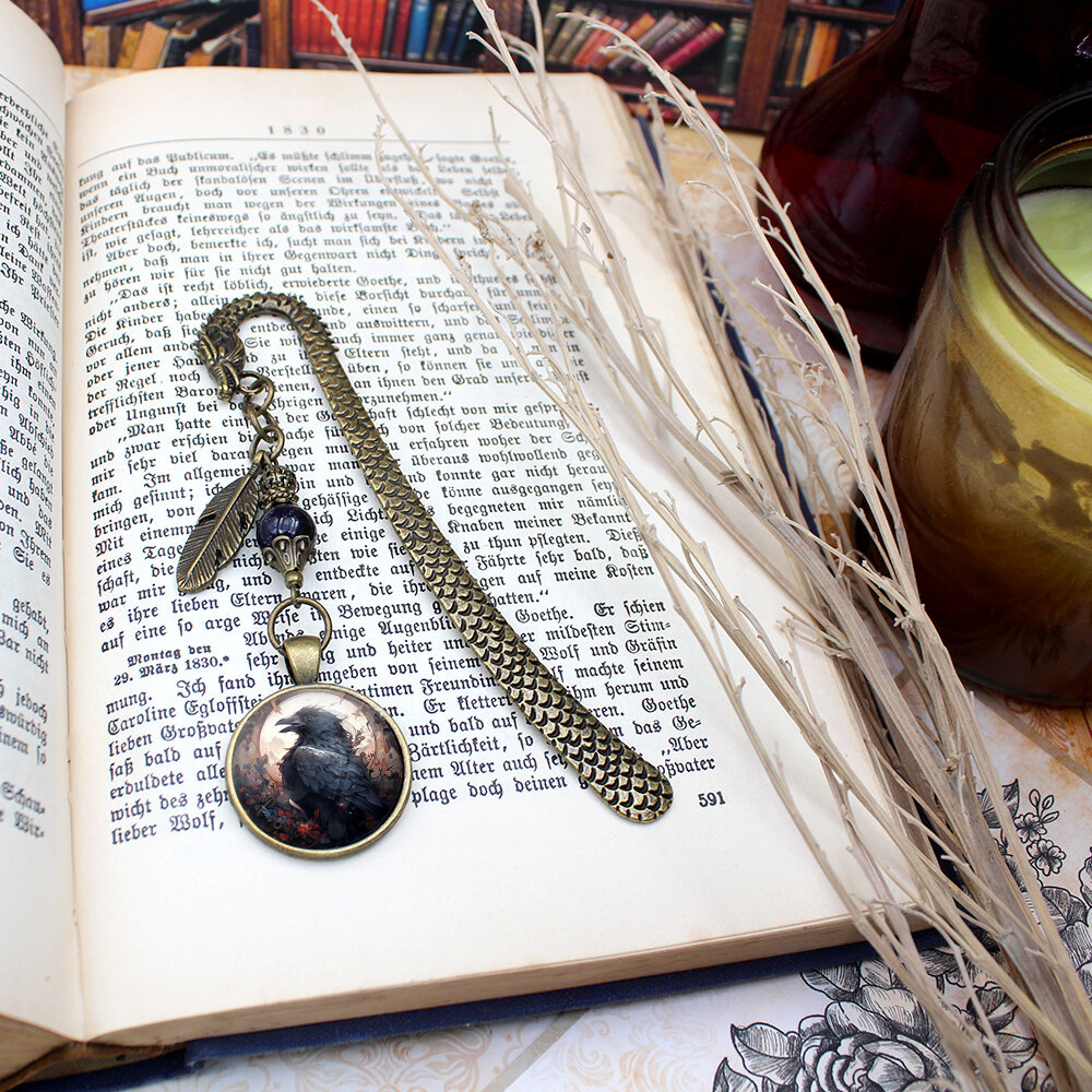 Zakładka do książki bookmark kruk raven noc kairu smok vintage Zakładka do książki bookmark kruk raven noc kairu smok vintage