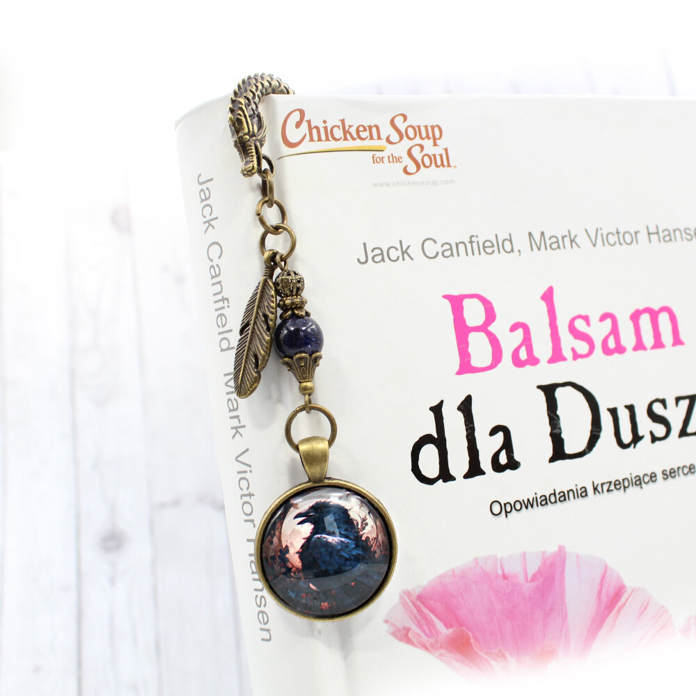 Zakładka do książki bookmark kruk raven noc kairu smok vintage Zakładka do książki bookmark kruk raven noc kairu smok vintage