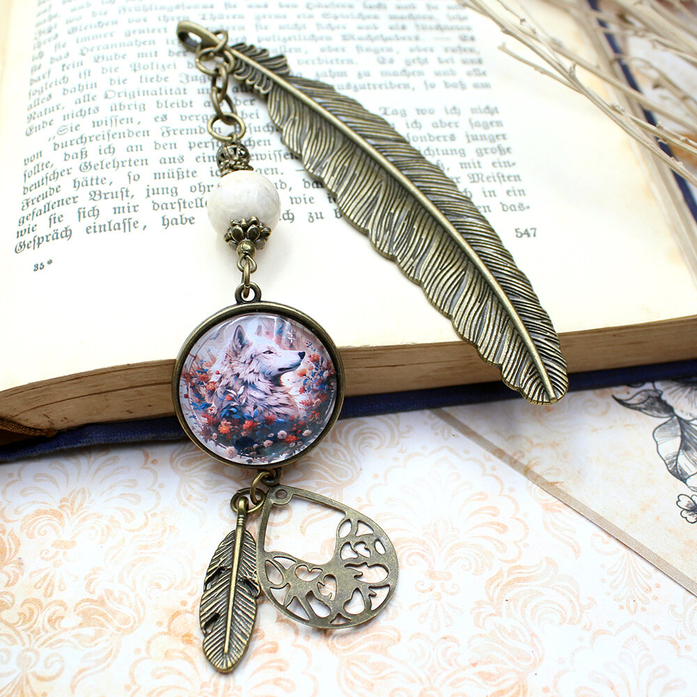 Zakładka do książki vintage retro na prezent wilk wilczek wolf boho etno indian pióro piórko Zakładka do książki vintage retro na prezent wilk wilczek wolf boho etno indian pióro piórko