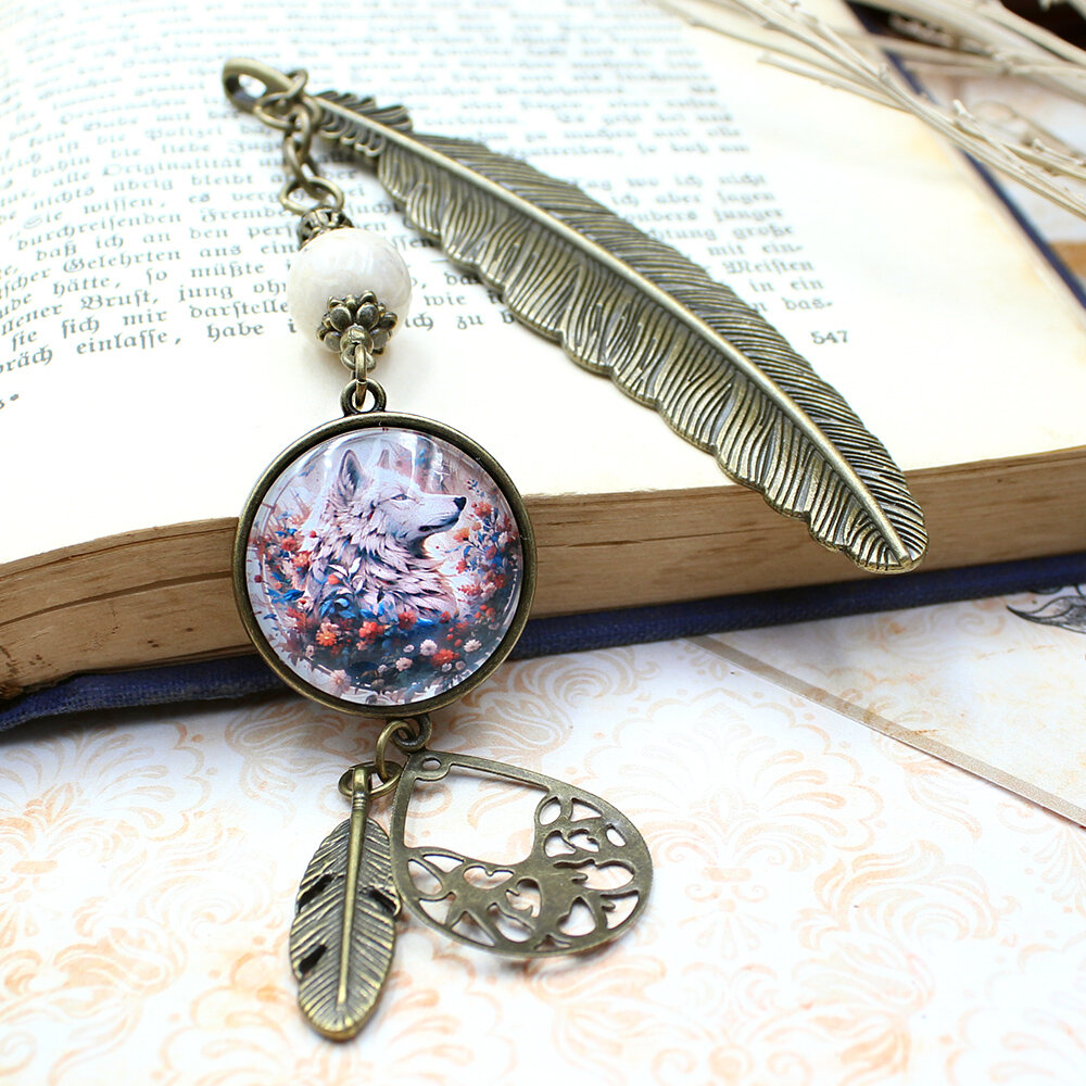 Zakładka do książki vintage retro na prezent wilk wilczek wolf boho etno indian pióro piórko Zakładka do książki vintage retro na prezent wilk wilczek wolf boho etno indian pióro piórko