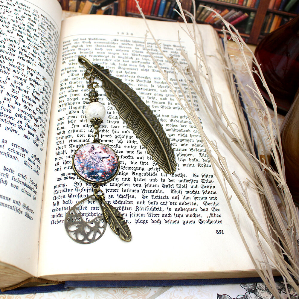Zakładka do książki vintage retro na prezent wilk wilczek wolf boho etno indian pióro piórko Zakładka do książki vintage retro na prezent wilk wilczek wolf boho etno indian pióro piórko