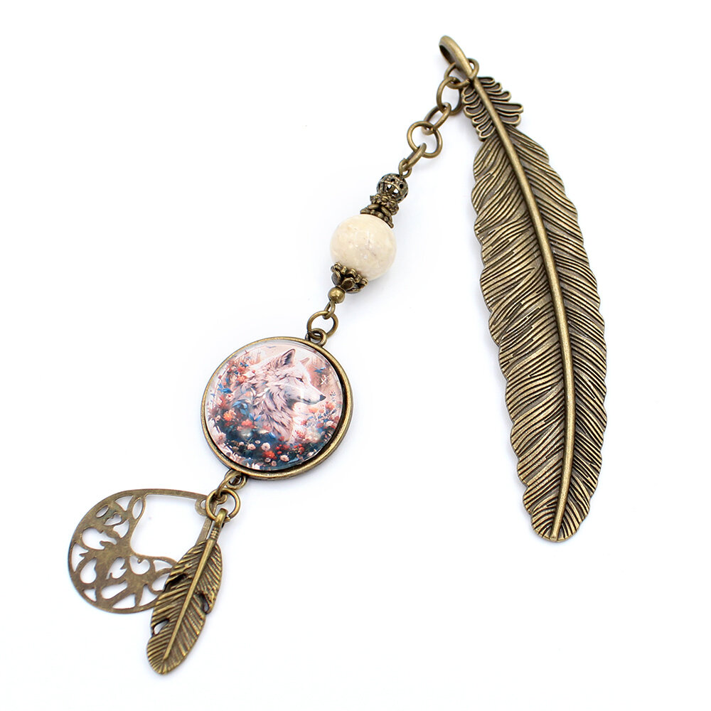 Zakładka do książki vintage retro na prezent wilk wilczek wolf boho etno indian pióro piórko Zakładka do książki vintage retro na prezent wilk wilczek wolf boho etno indian pióro piórko