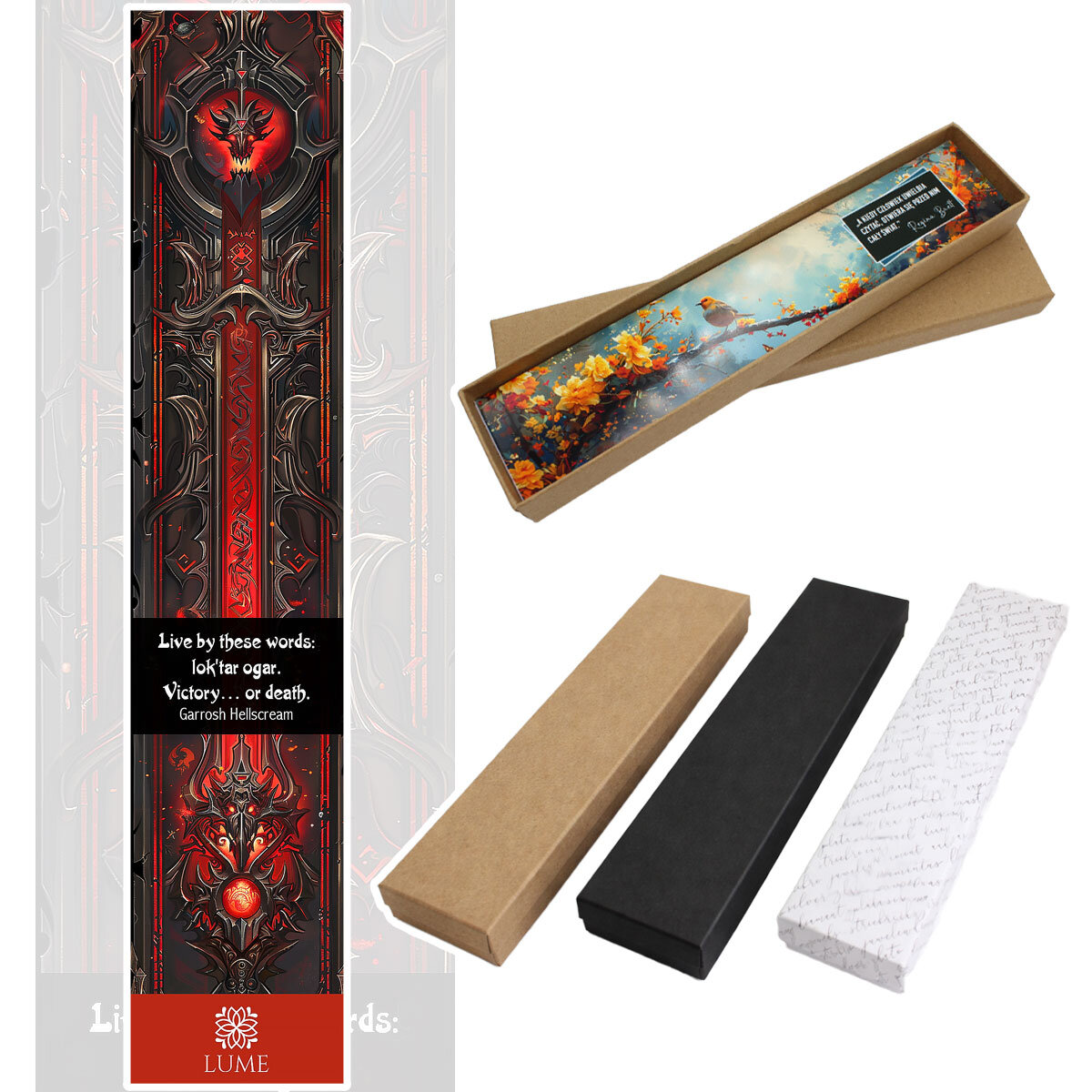 Zakładka do książki Horda World of Warcraft prezent Zakładka do książki w kolorze antycznego brązu z symbolem Hordy pod szklanym kaboszonem i bryłkami ciemnego kamienia Noc Kairu