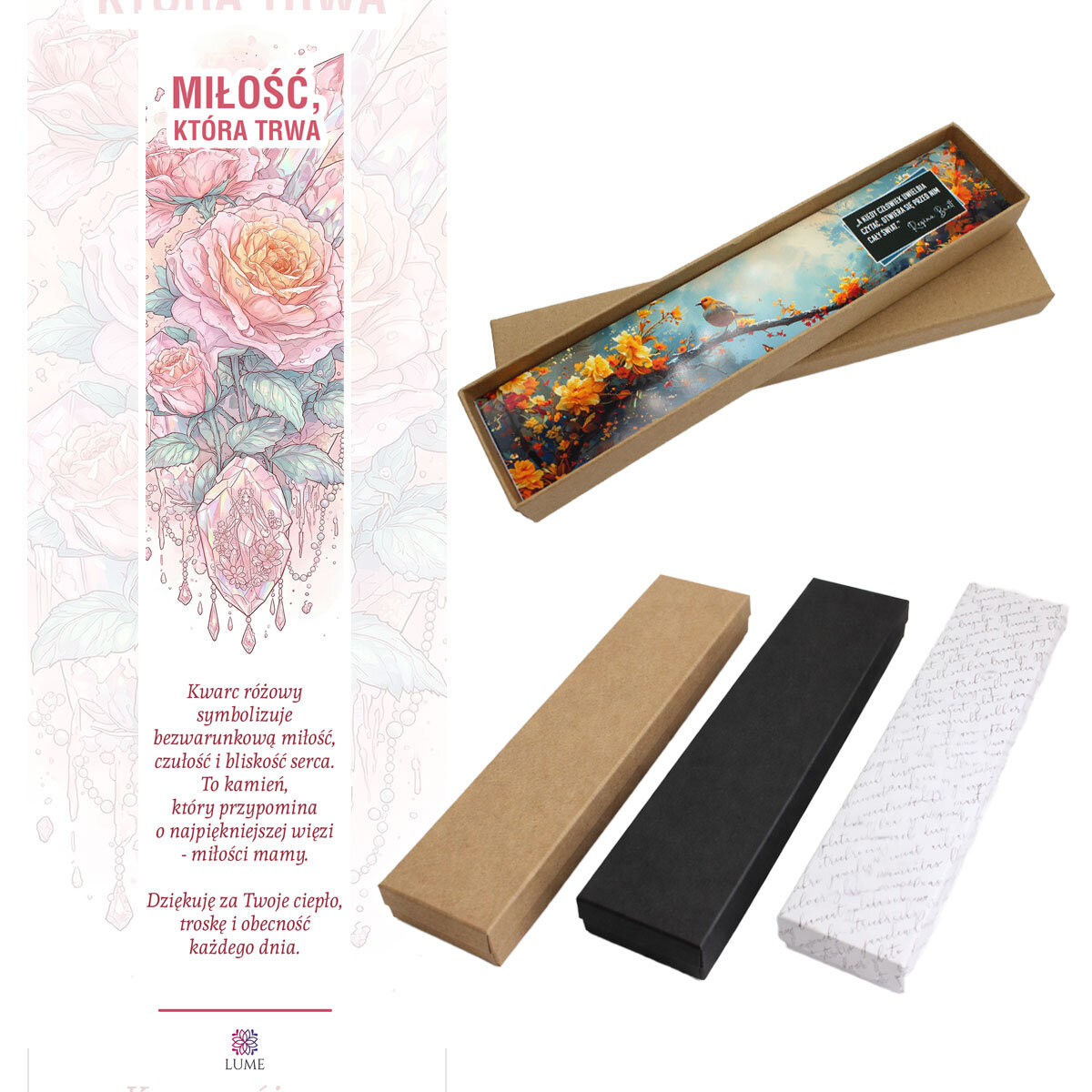 Zakładka do książki dla mamy Kwarc Różowy Prezent