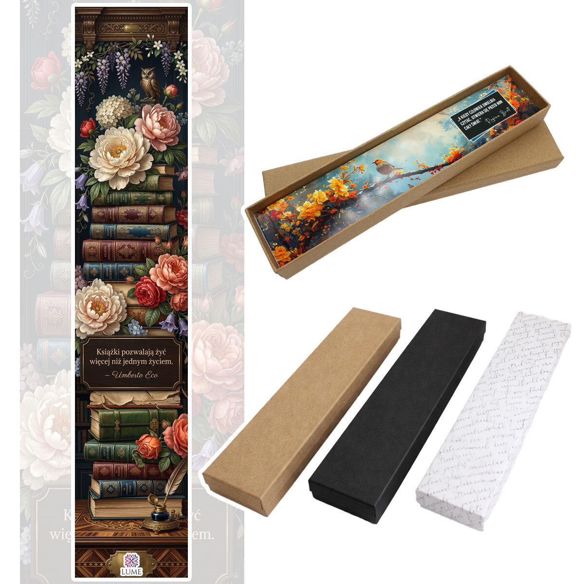 Zakładka do książki Kwiaty i Książki Vintage