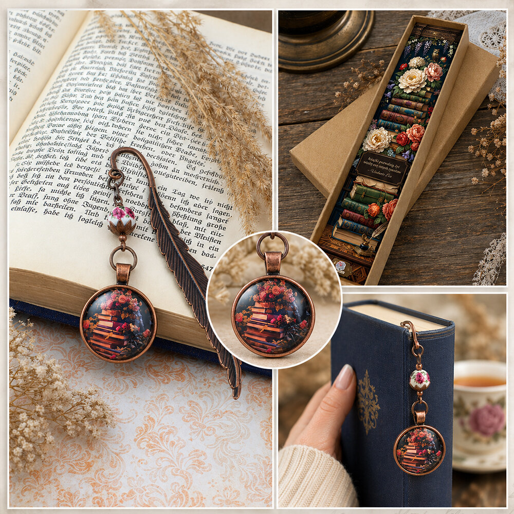 Zakładka do książki Kwiaty i Książki Vintage