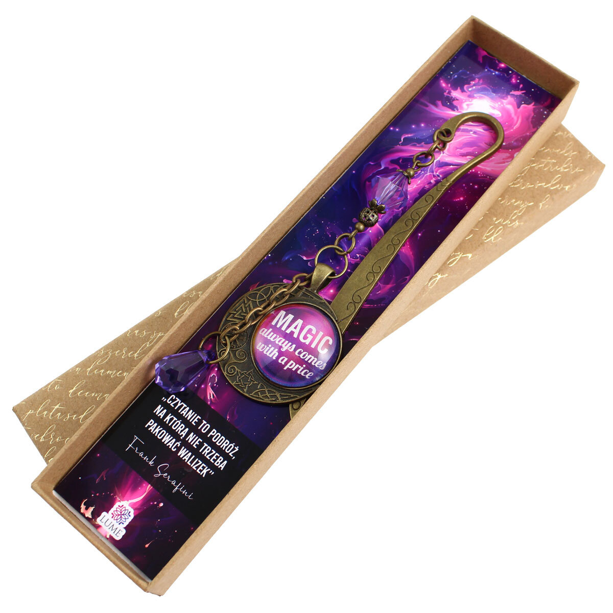 Zakładka magiczna fioletowa cytat fantasy prezent dla czytelnika handmade Zakładka magiczna fioletowa cytat fantasy prezent dla czytelnika handmade