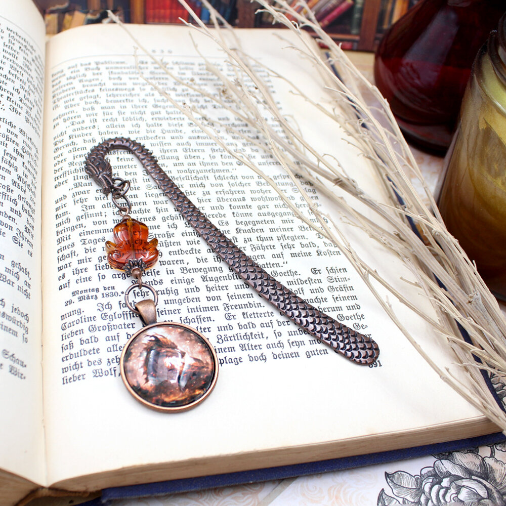 Zakładka do książki brązowy smok fantasy vintage Zakładka do książki brązowy smok fantasy vintage