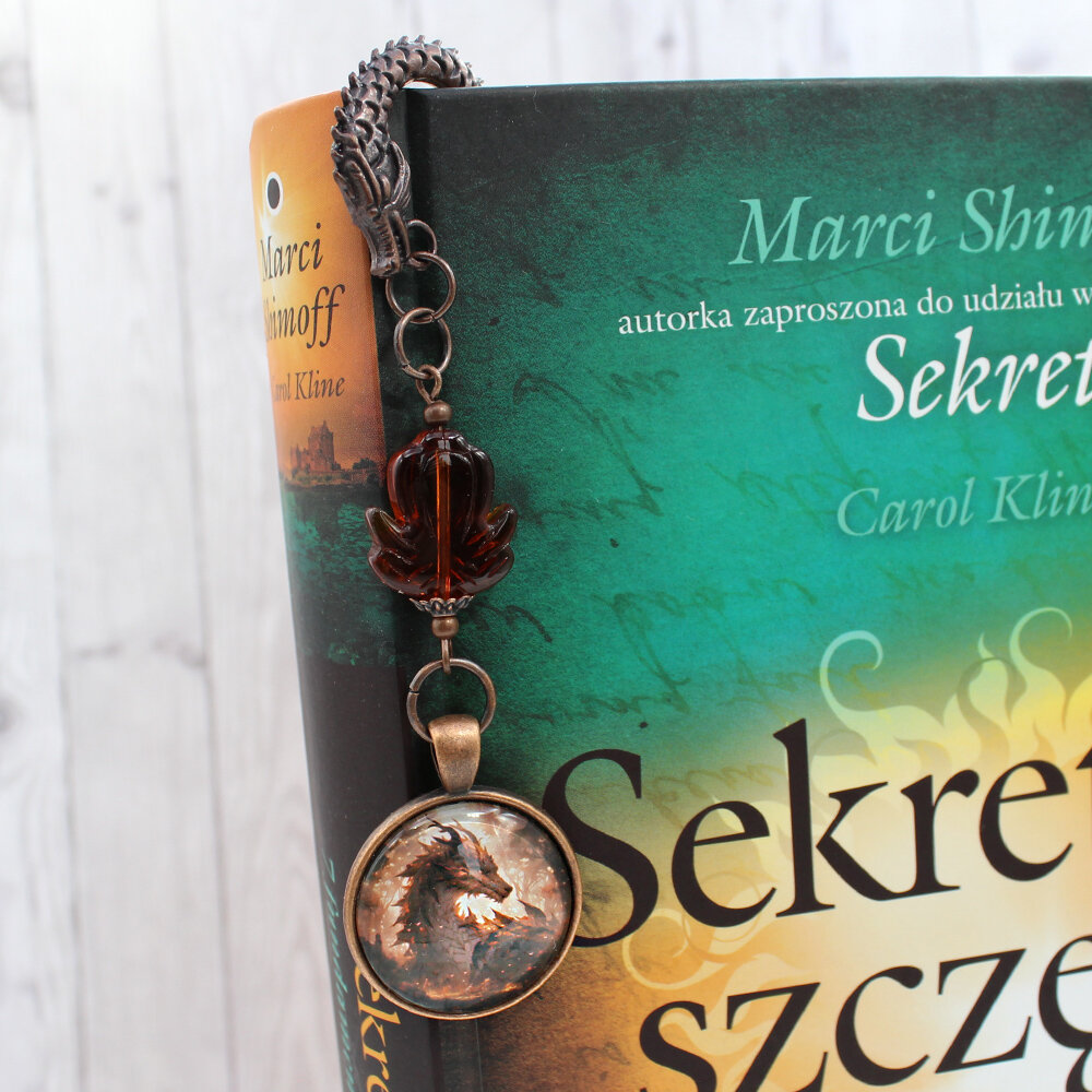 Zakładka do książki brązowy smok fantasy vintage Zakładka do książki brązowy smok fantasy vintage