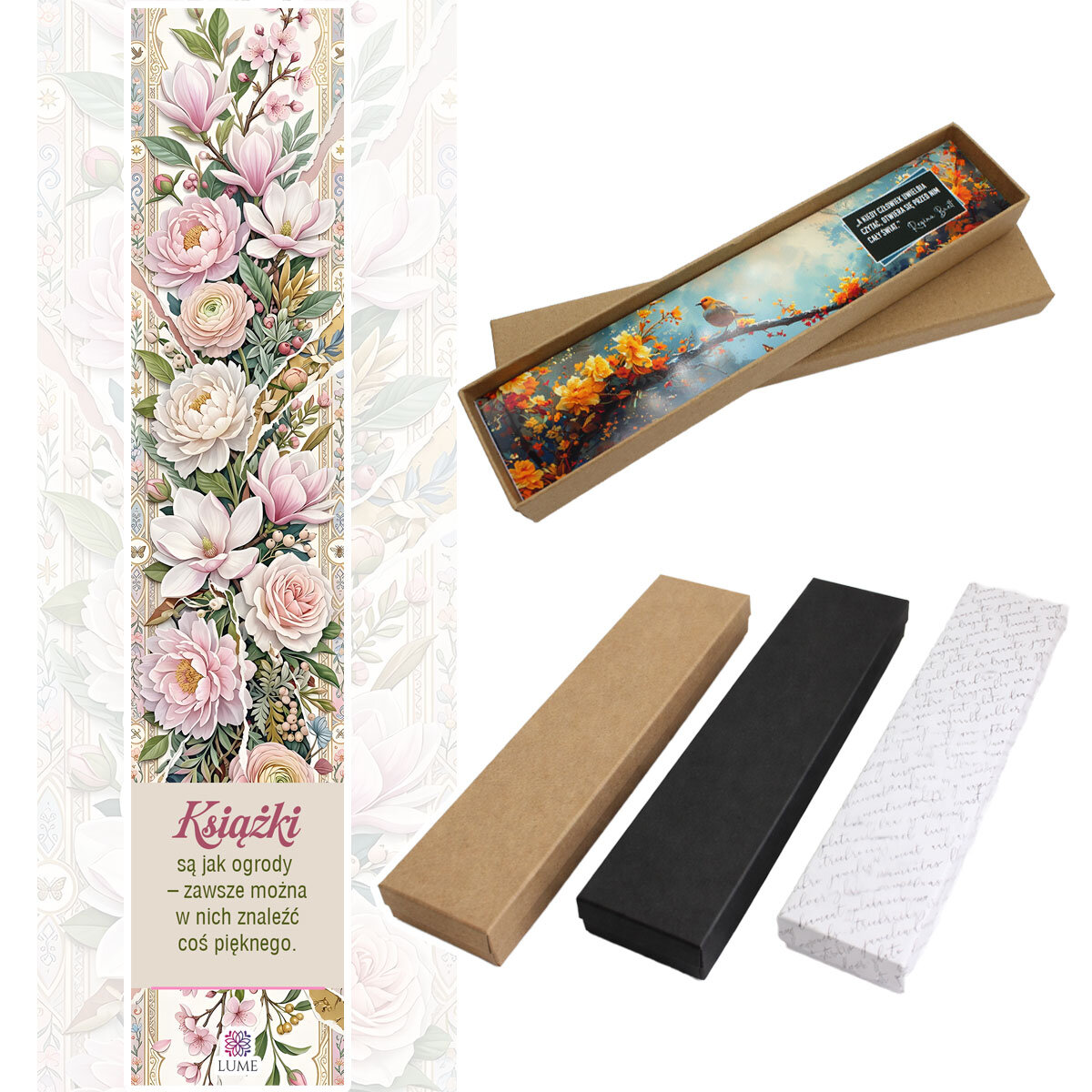 Zakładka do książki z antycznego brązu z różowym koralikiem, listkiem i uwięzionymi w różowej żywicy prawdziwymi, drobnymi suszonymi kwiatami.