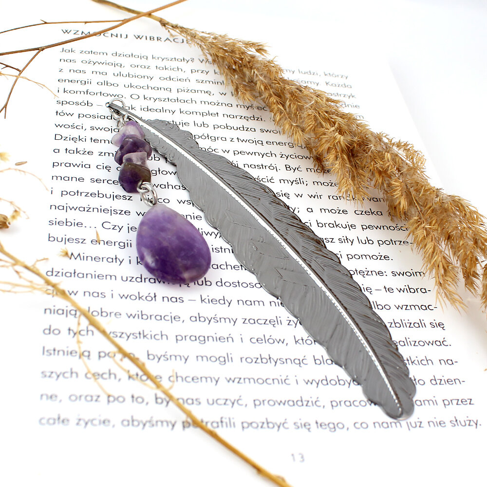 Zakładka do książki cienka delikatna Ametyst Fioletowa