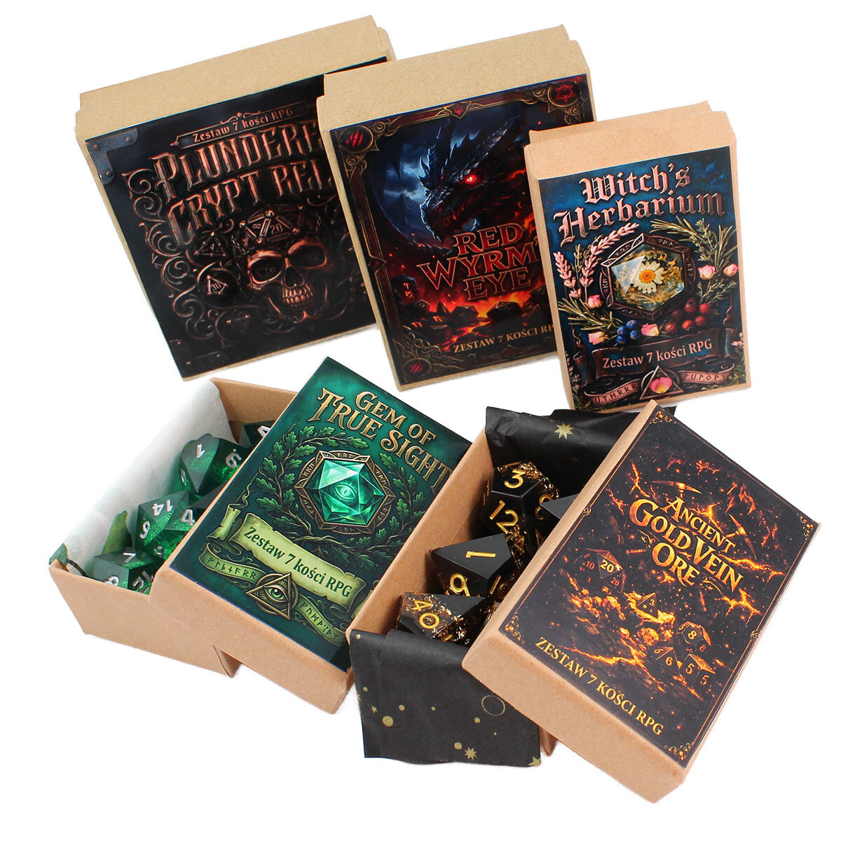 Zestaw 7 kości RPG z dymnej żywicy z ostrymi krawędziami i fioletowym okiem smoka w środku | Kości Liquid Core Violet Wyrm's Eye Lume Design Zestaw 7 kości RPG z dymnej żywicy z ostrymi krawędziami i fioletowym okiem smoka w środku | Kości Liquid Core Violet Wyrm's Eye Lume Design