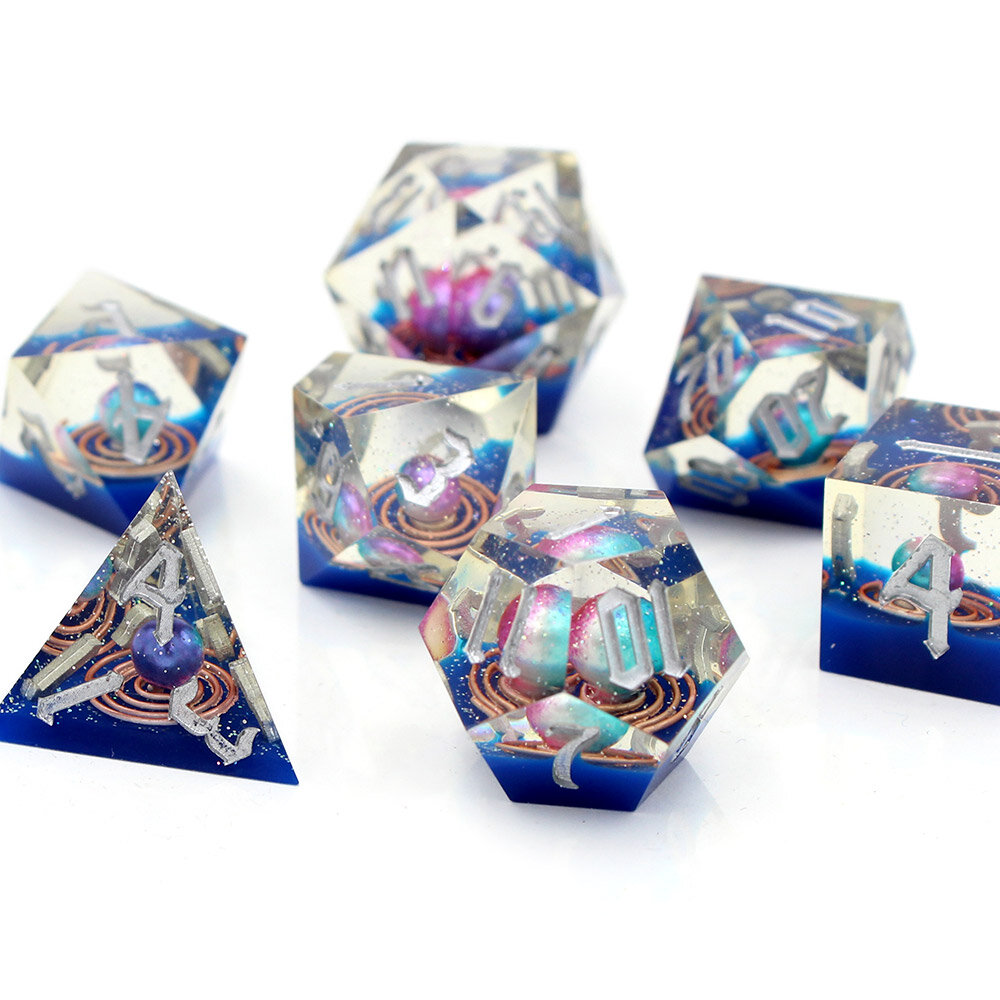 Zestaw kości wielościennych RPG planety galaktyczne ostre DnD kosmos scifi